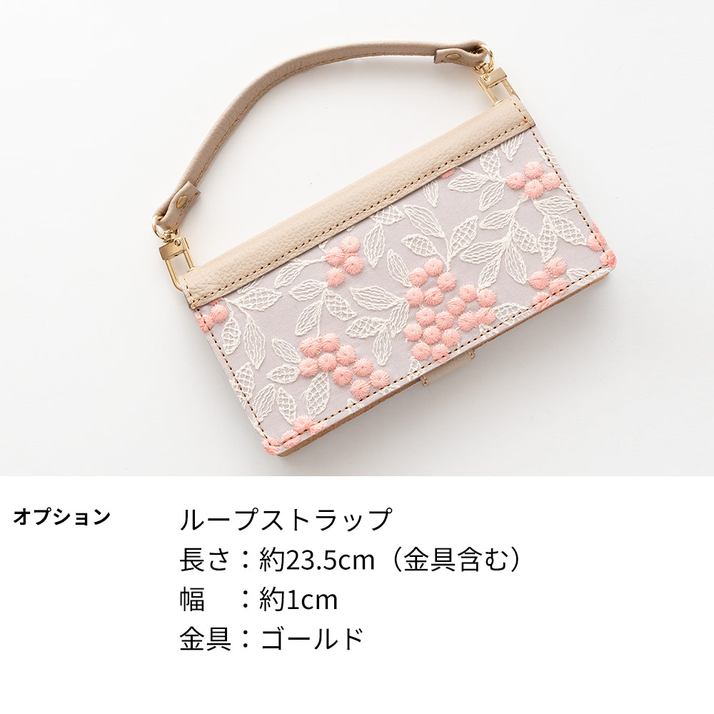 Galaxy S23 SCG19 au ぷっくりミモザ × シュリンクレザー 本革 サイドマグネット スマホケース 手帳型