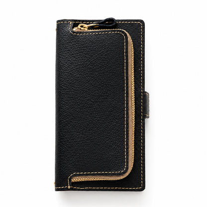 Xperia 5 II SOG02 au 姫路レザー シュリンクレザー コインケース付き スマホケース 手帳型 本革 サイドマグネット スマホショルダー