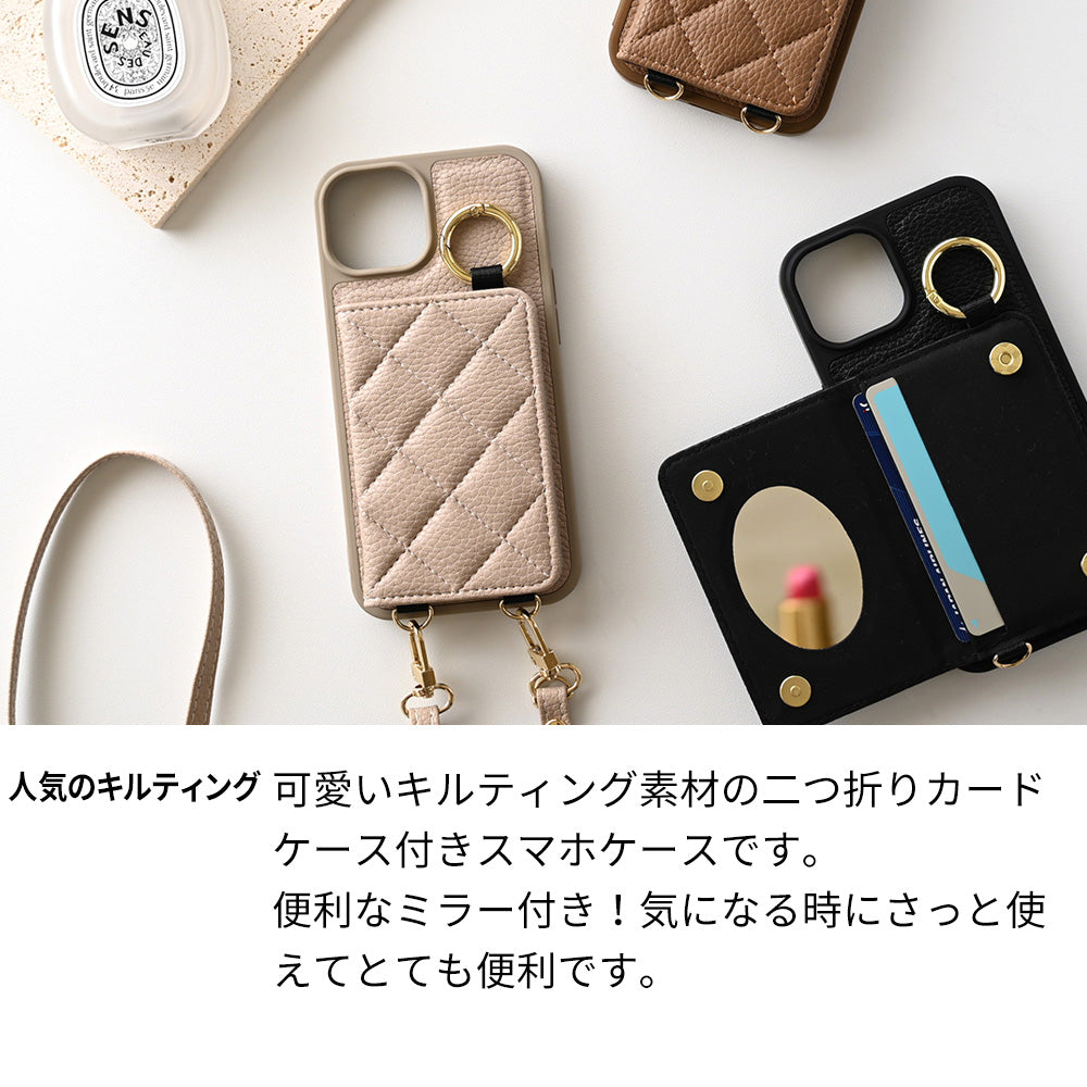 Google Pixel 7a キルティング カラー リアケース 2つ折りカードケース ミラー付き