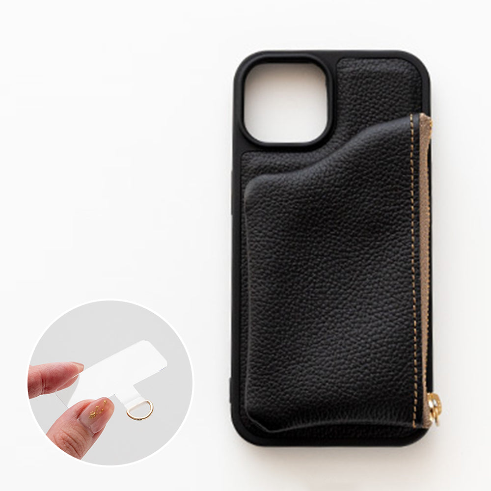 Galaxy S24 SCG25 au シュリンクレザー 付け替え式 ポーチ付き 本革 スマホショルダー カラーリアケース