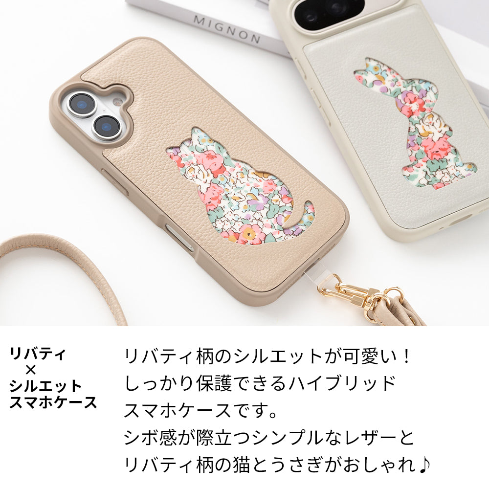 iPhone 18 Pro リバティ猫・リバティうさぎ 本革 スマホショルダー カラーリアケース スマホケース