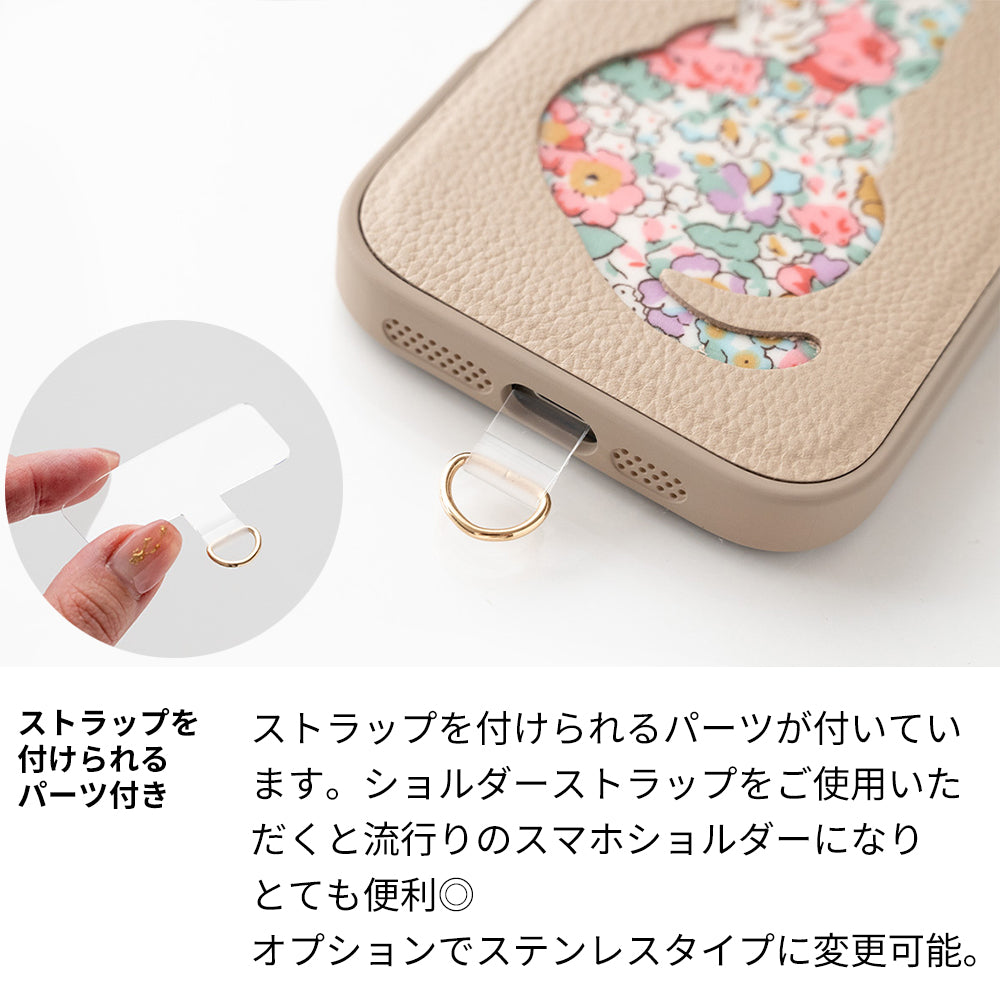 iPhone 18 Pro リバティ猫・リバティうさぎ 本革 スマホショルダー カラーリアケース スマホケース