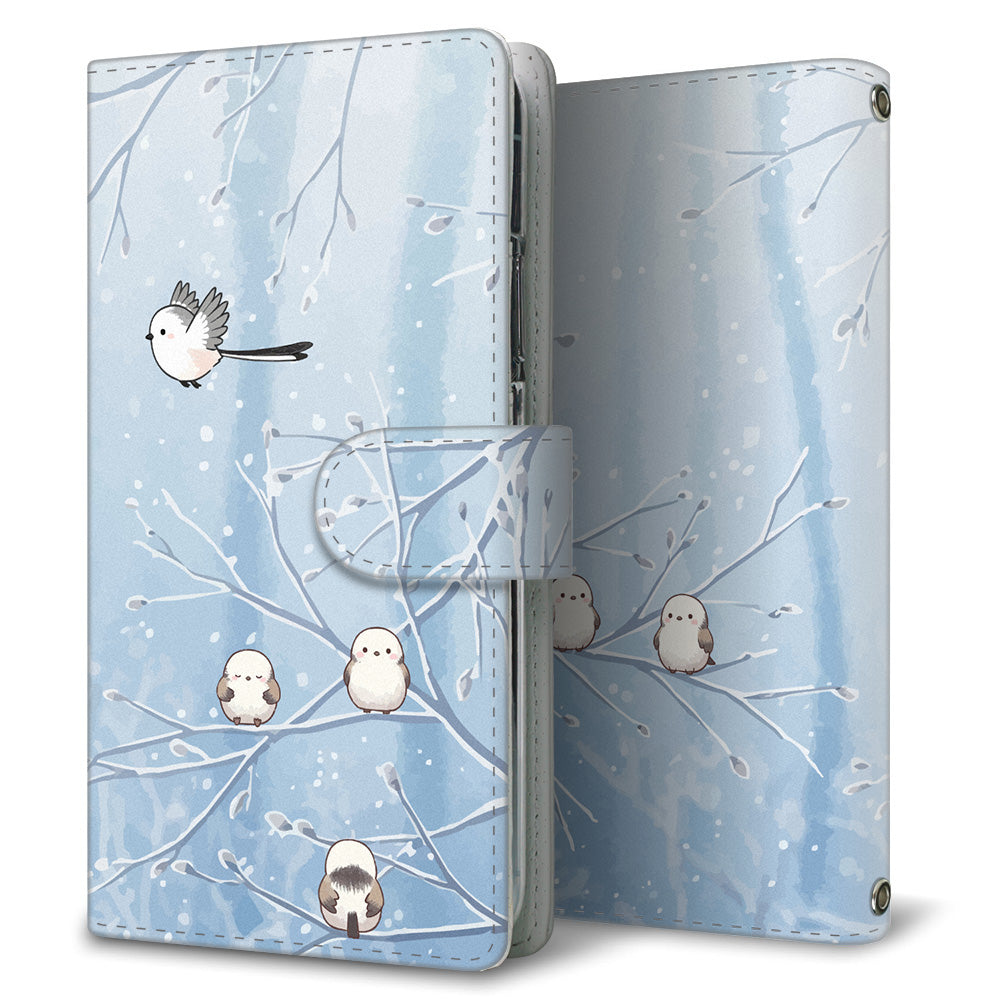 Galaxy Note10+ SCV45 au シマエナガとかわいい時間 プリント手帳型ケース 耐衝撃