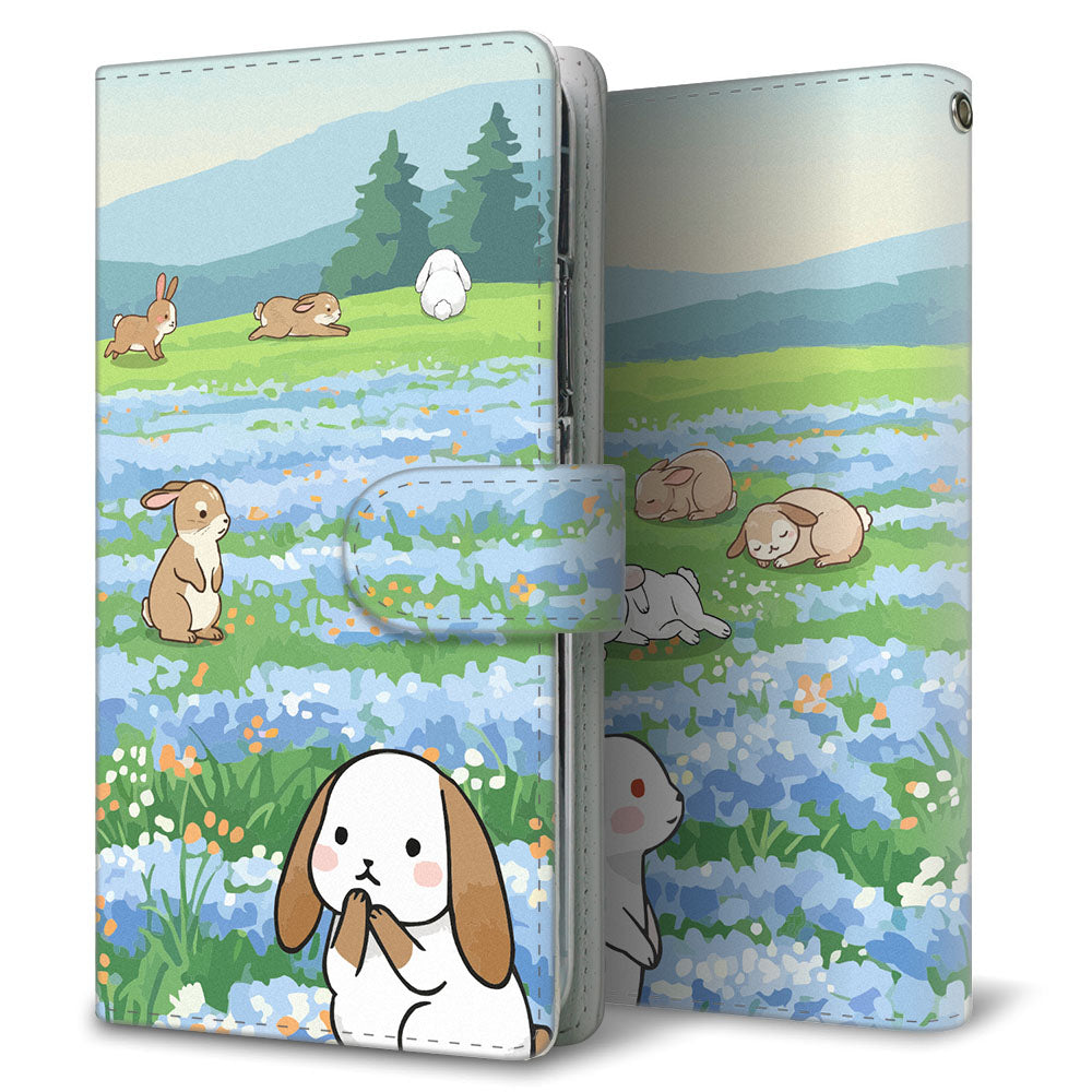 ウサギとかわいい時間 手帳型スマホケース 耐衝撃