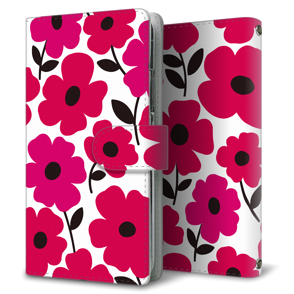 Galaxy S23 SCG19 au トーンフラワーズ 大人かわいい プリント手帳型ケース 耐衝撃