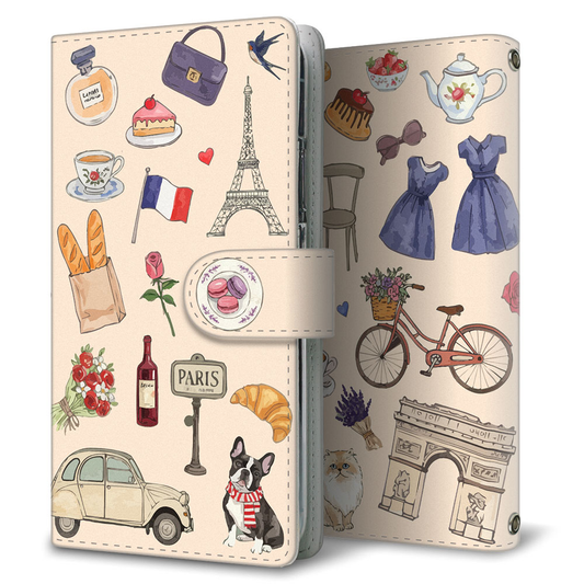 Android One S9 Y!mobile パリジェンヌ 大人かわいい プリント手帳型ケース 耐衝撃