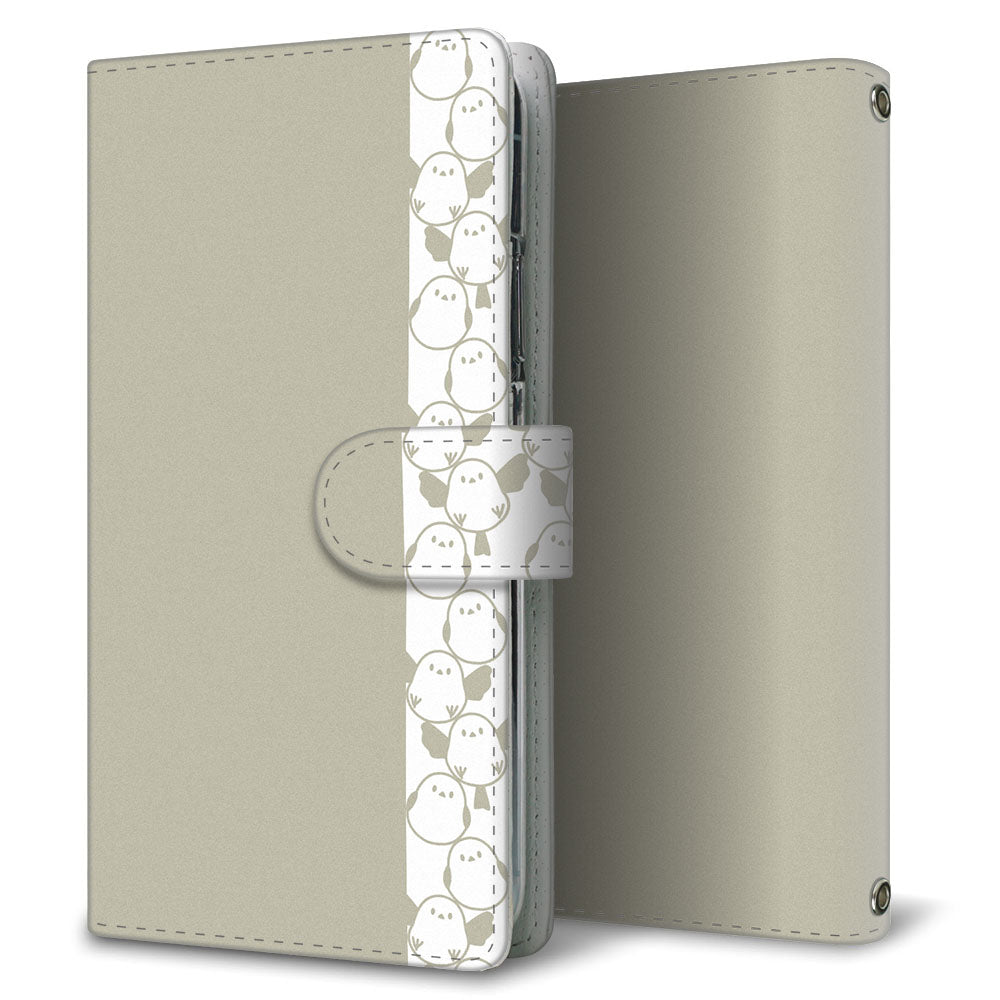 HUAWEI P40 lite E ART-L29N くすみシマエナガ プリント手帳型ケース 耐衝撃