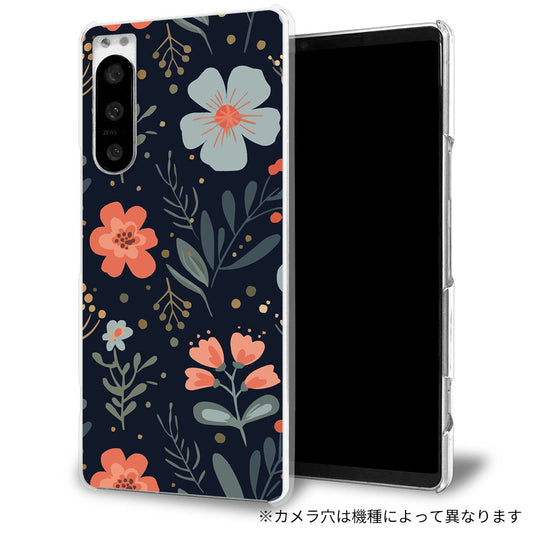 Disney Mobile DM-01J 北欧風花柄 大人かわいい 透明クリアハードケース