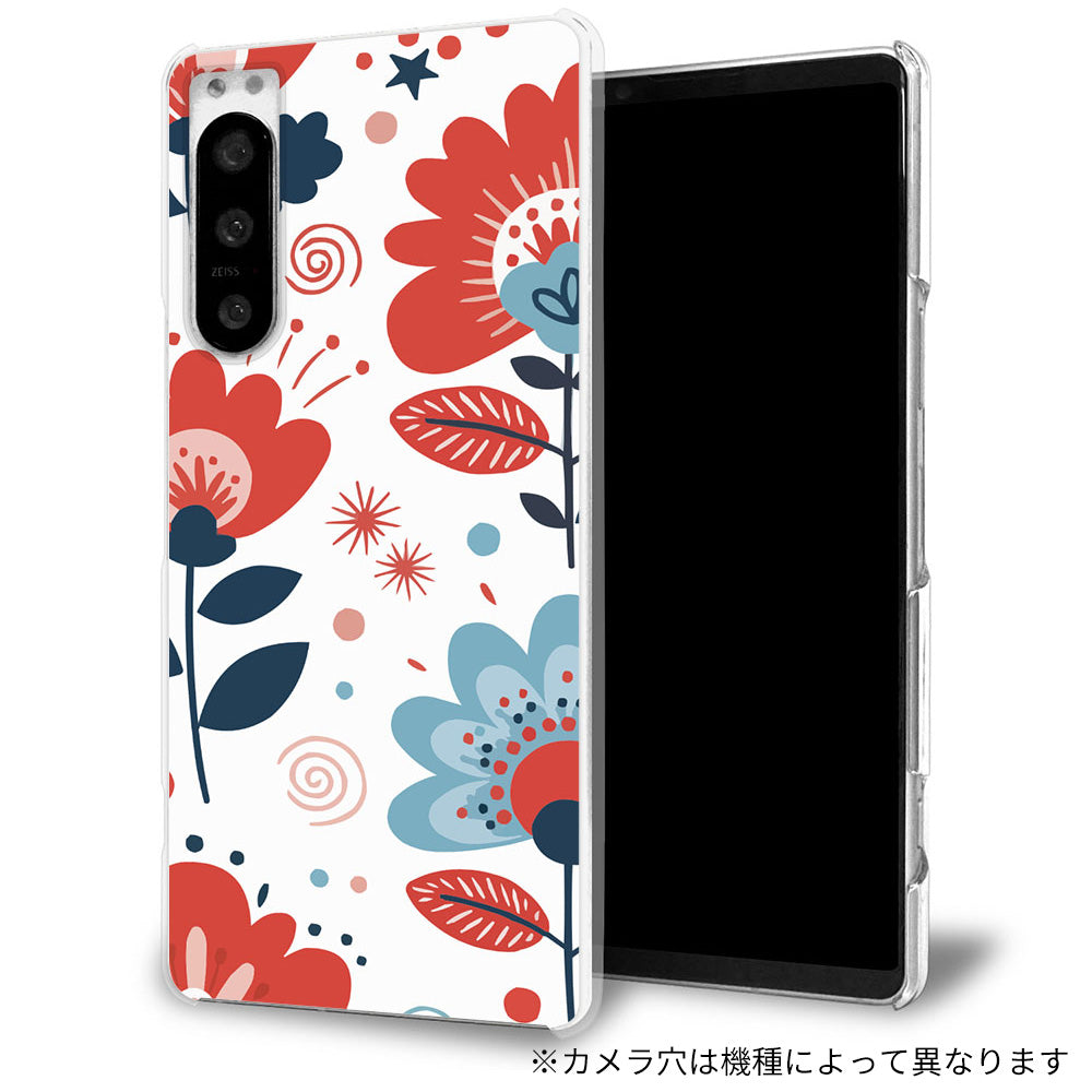 Xperia 10 III SOG04 au 北欧風花柄 大人かわいい 透明クリアハードケース
