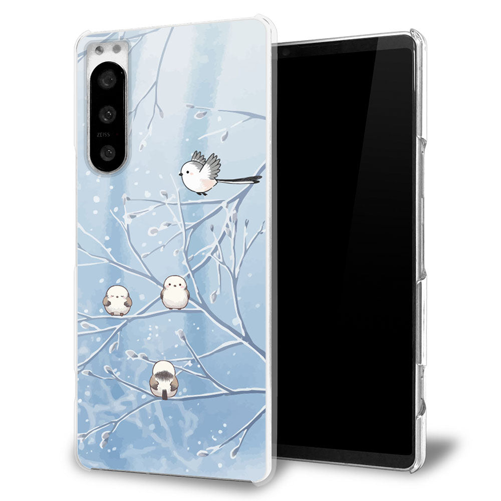 Xperia 1 SOV40 au シマエナガとかわいい時間 透明クリアハードケース