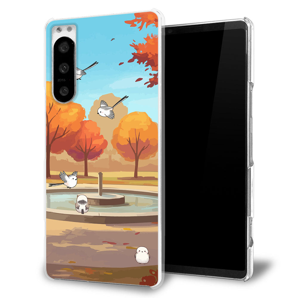 Xperia 1 SOV40 au シマエナガとかわいい時間 透明クリアハードケース