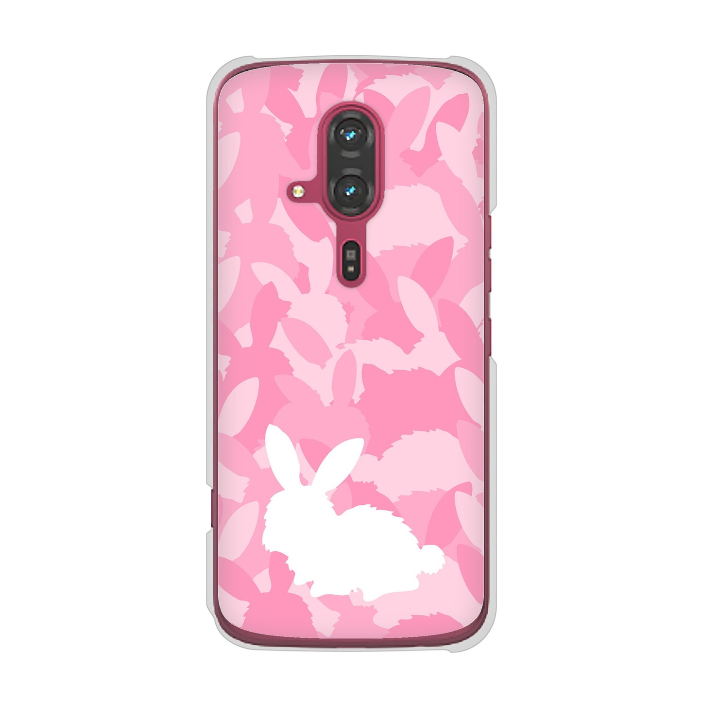 らくらくスマートフォン F-53E docomo むかいあぐる うさぎ迷彩風 ハードケース 背面印刷