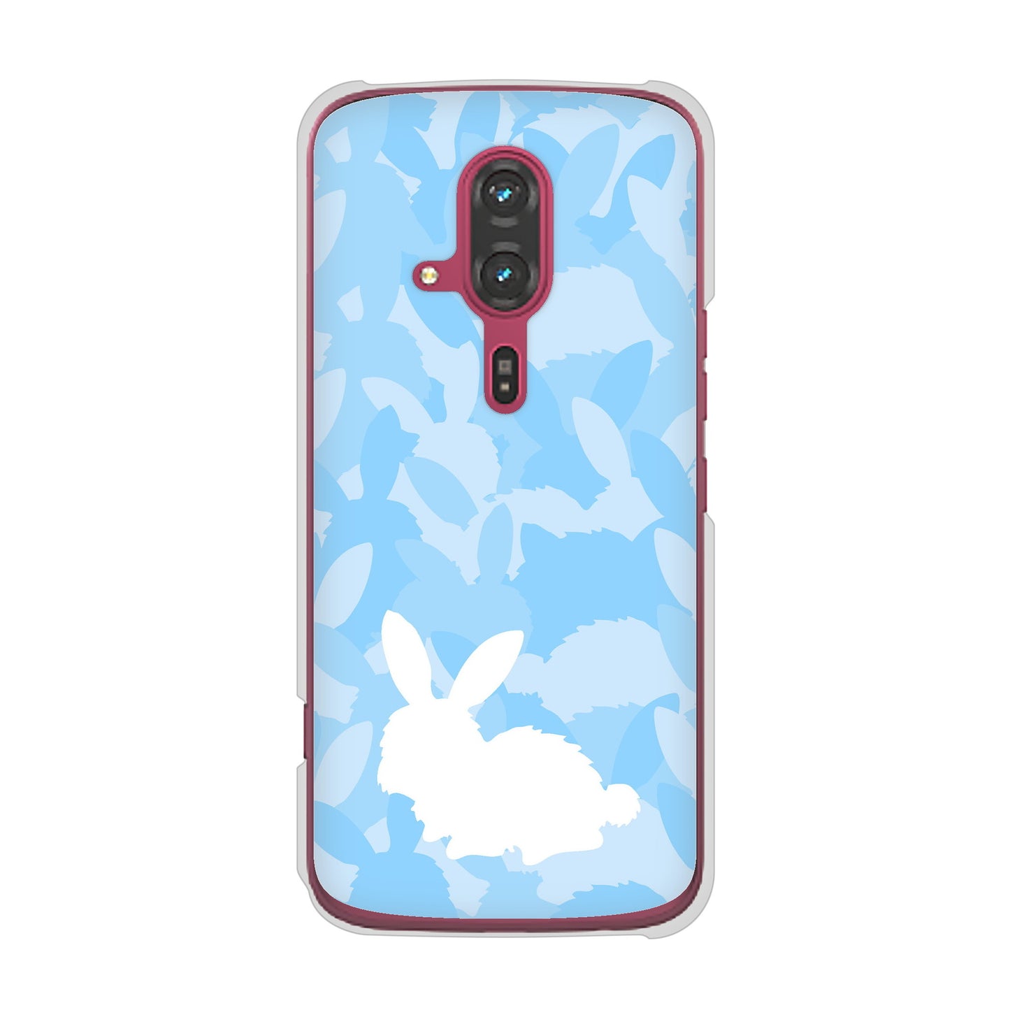 らくらくスマートフォン F-53E docomo むかいあぐる うさぎ迷彩風 ハードケース 背面印刷