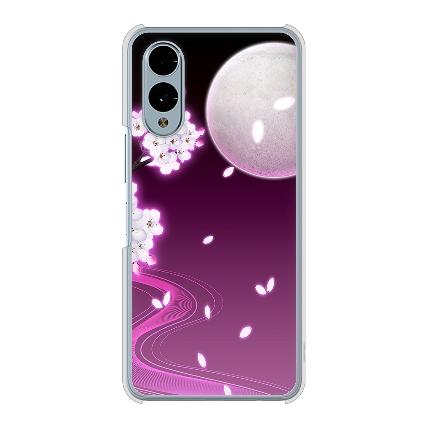 arrows We2 FCG02 au 1223 紫に染まる月と桜 ハードケース 背面印刷