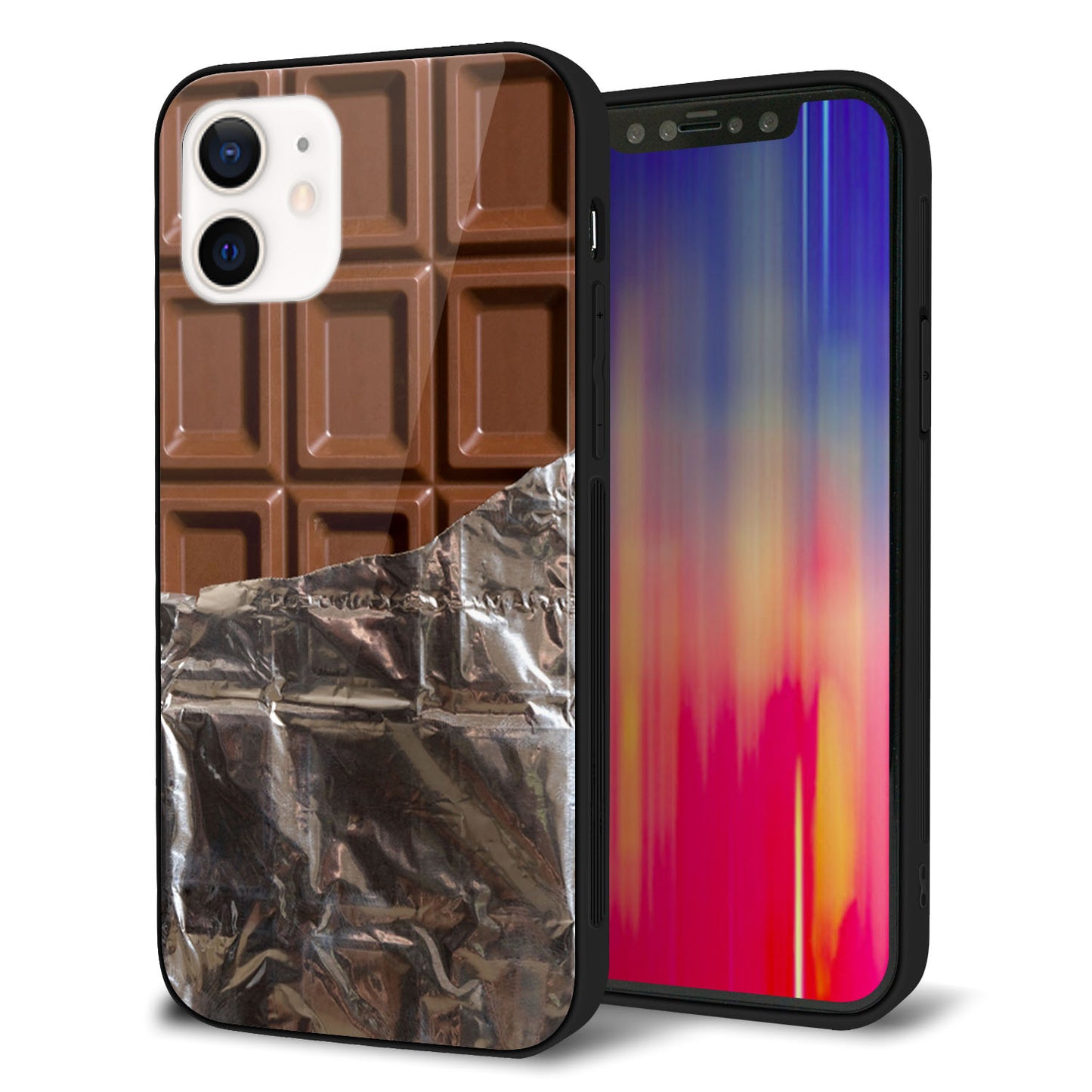 iPhone 12 強化ガラス＆TPUスマホケース ガラプリ【451 板チョコ】