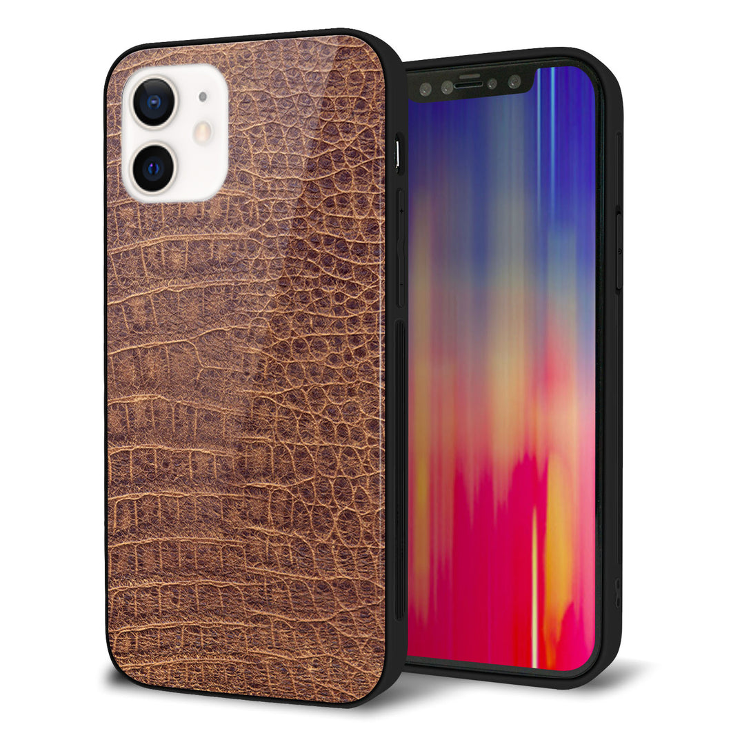 iPhone 12 強化ガラス＆TPUスマホケース ガラプリ【463 クロコダイル】