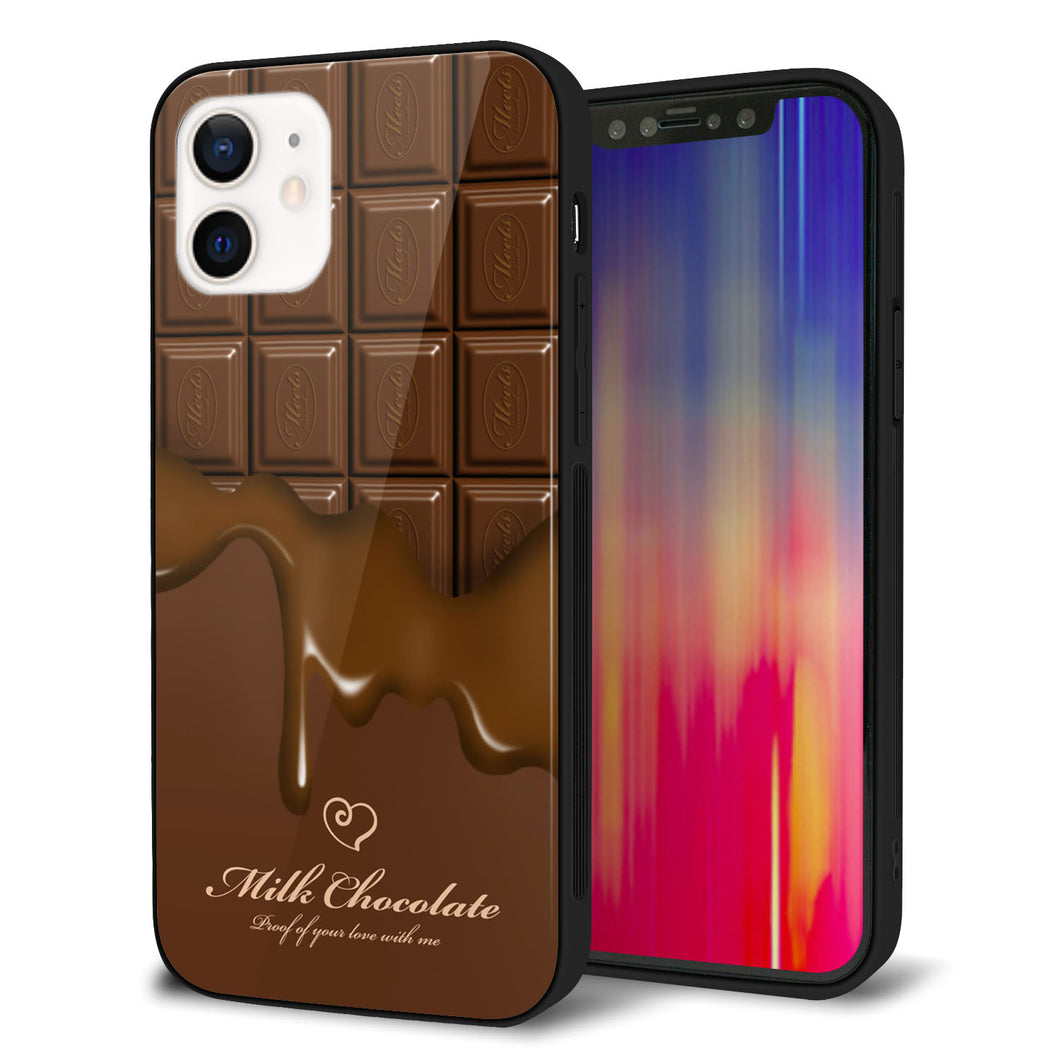 iPhone 12 強化ガラス＆TPUスマホケース ガラプリ【536 板チョコ-ハート】