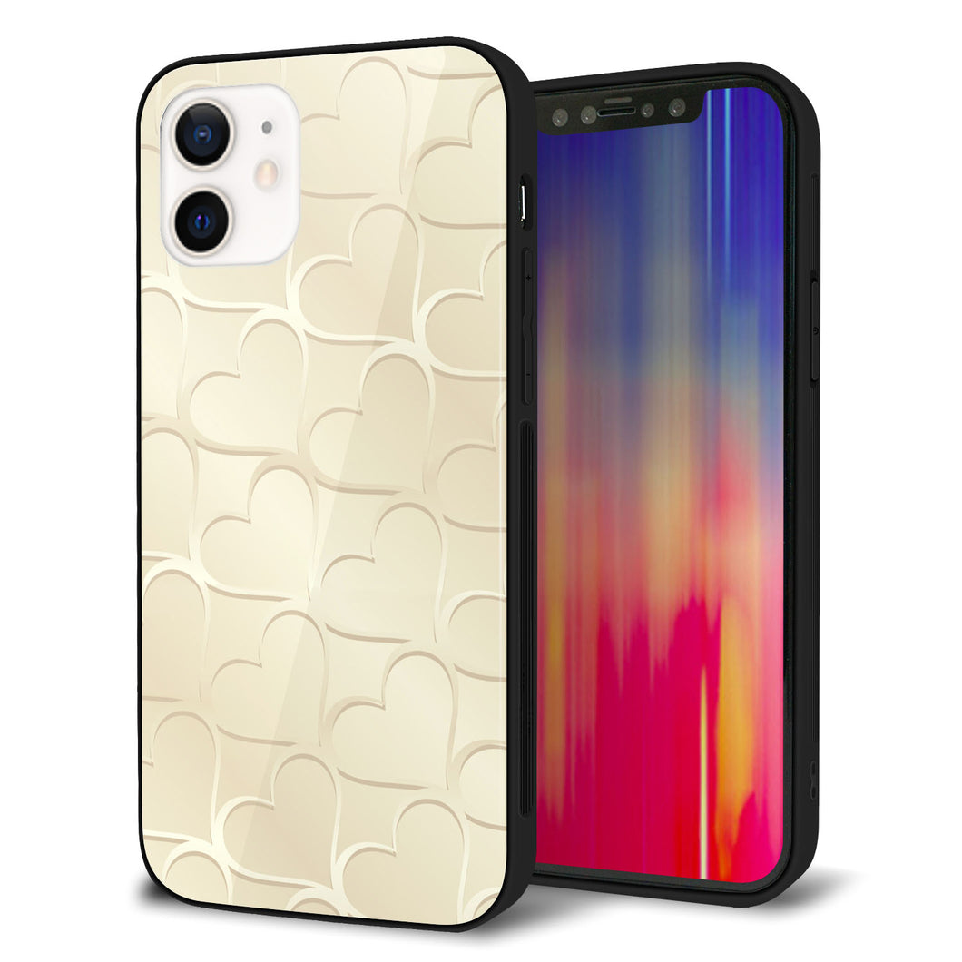 iPhone 12 強化ガラス＆TPUスマホケース ガラプリ【630 かくれハート】
