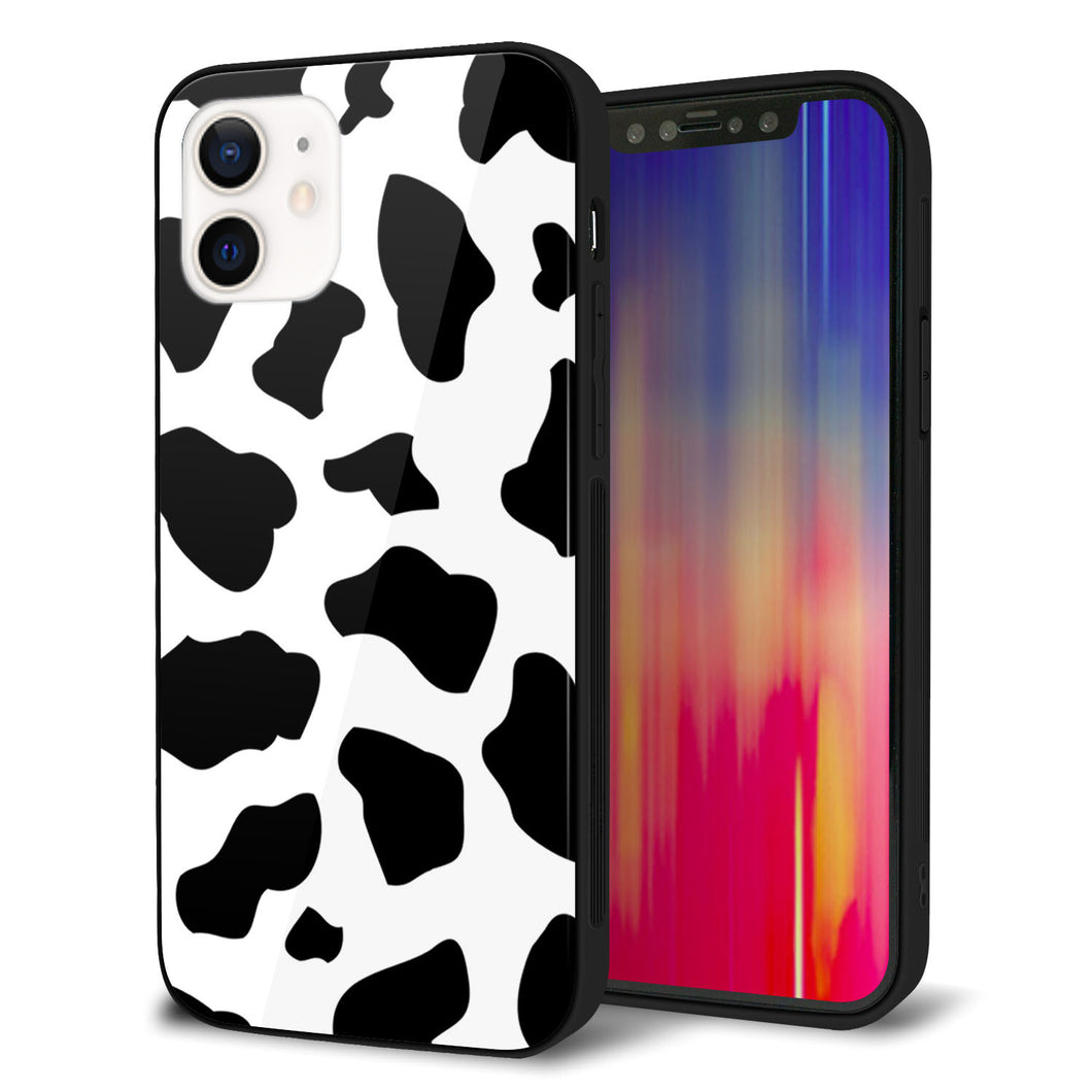 iPhone 12 強化ガラス＆TPUスマホケース ガラプリ【1070 ダルメシアン（WH）】