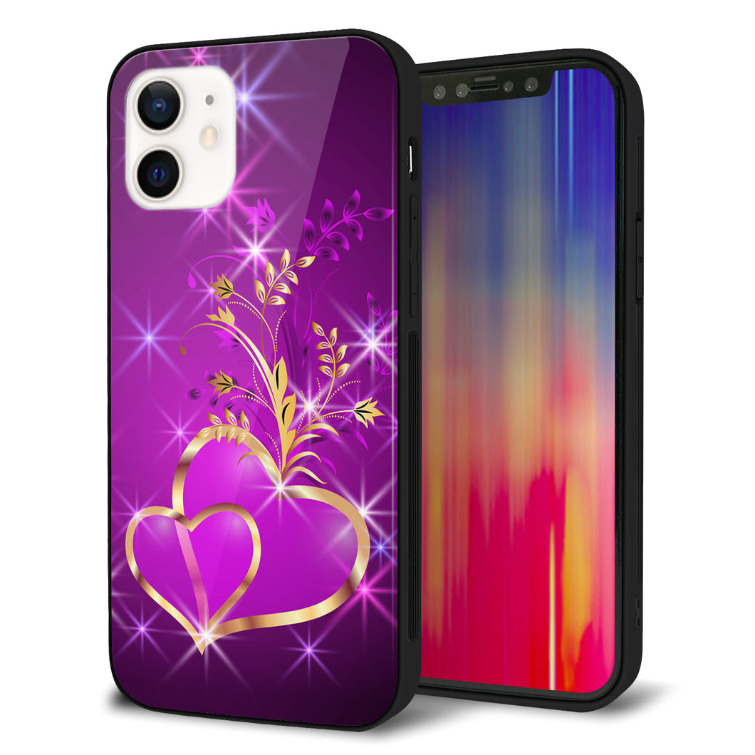 iPhone 12 強化ガラス＆TPUスマホケース ガラプリ【1139 舞い降りるハート】