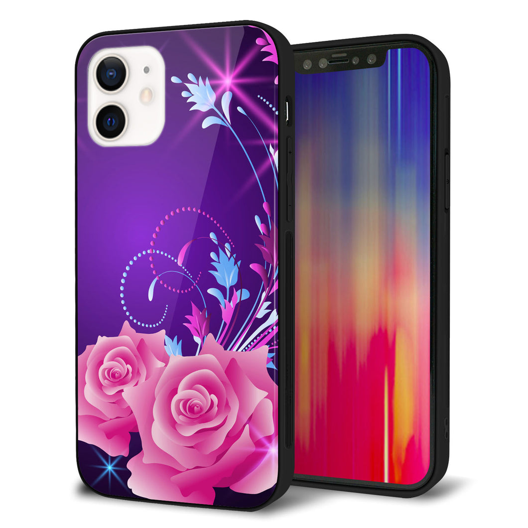 iPhone 12 強化ガラス＆TPUスマホケース ガラプリ【1177 紫色の夜】