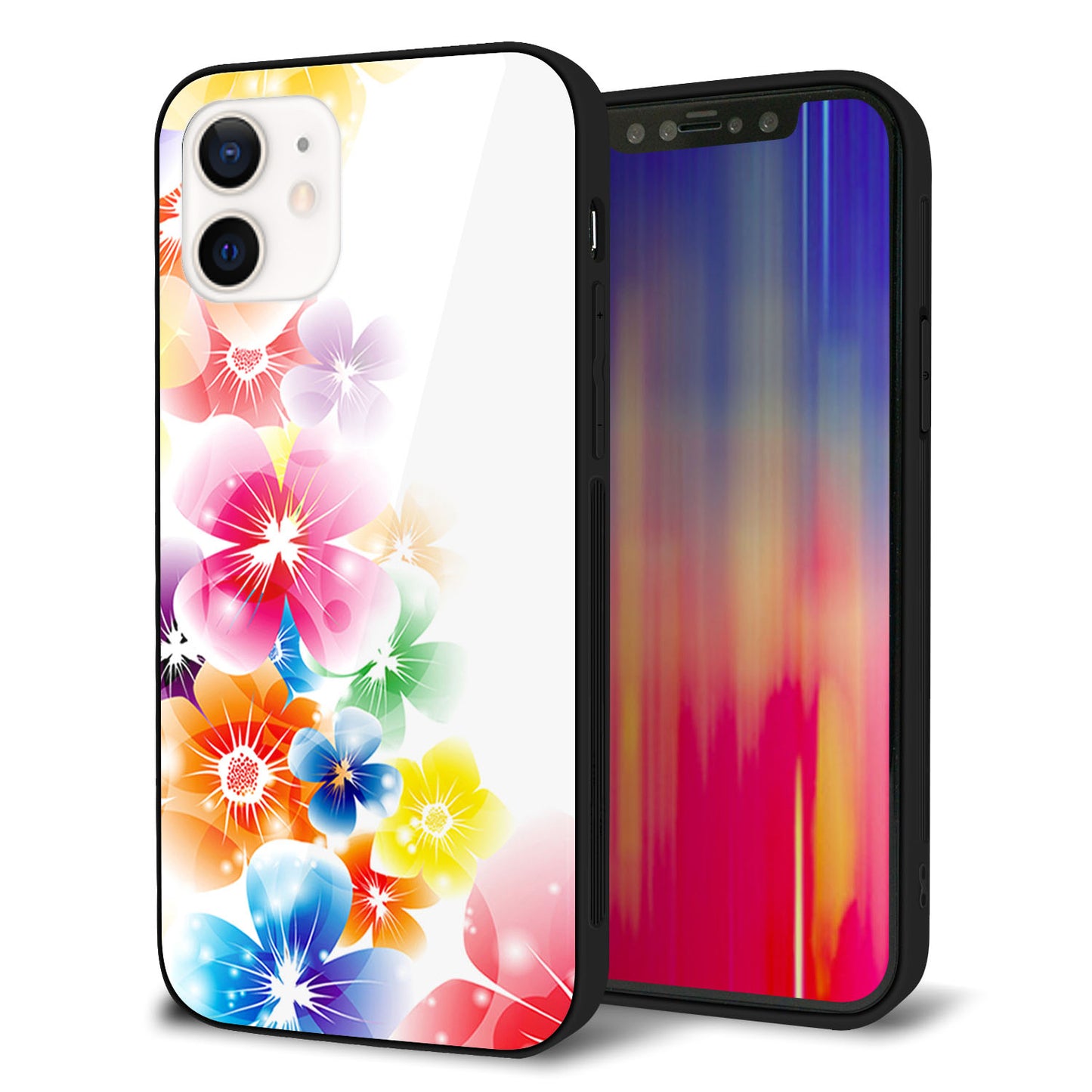 iPhone 12 強化ガラス＆TPUスマホケース ガラプリ【1209 光と花】