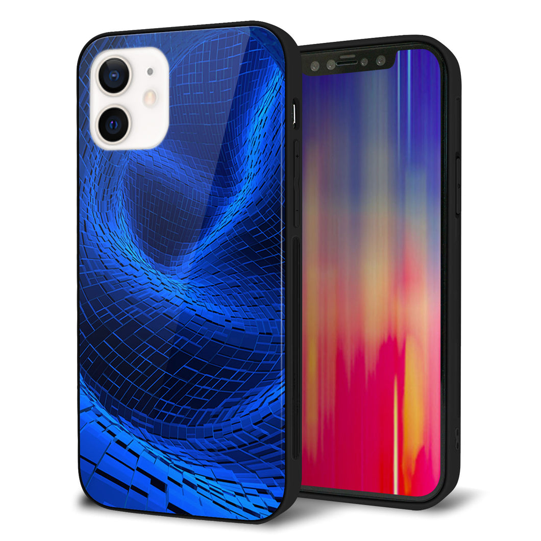 iPhone 12 強化ガラス＆TPUスマホケース ガラプリ【1302 ワープブルー】
