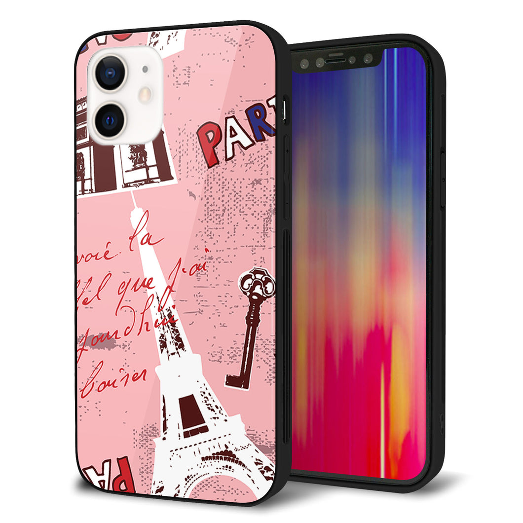 iPhone 12 強化ガラス＆TPUスマホケース ガラプリ【EK813 ビューティフルパリレッド】