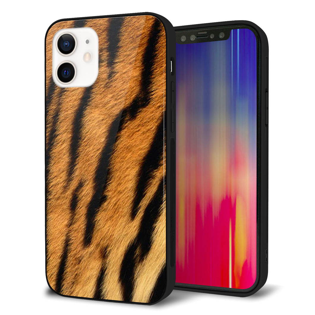 iPhone 12 強化ガラス＆TPUスマホケース ガラプリ【EK847 虎柄】