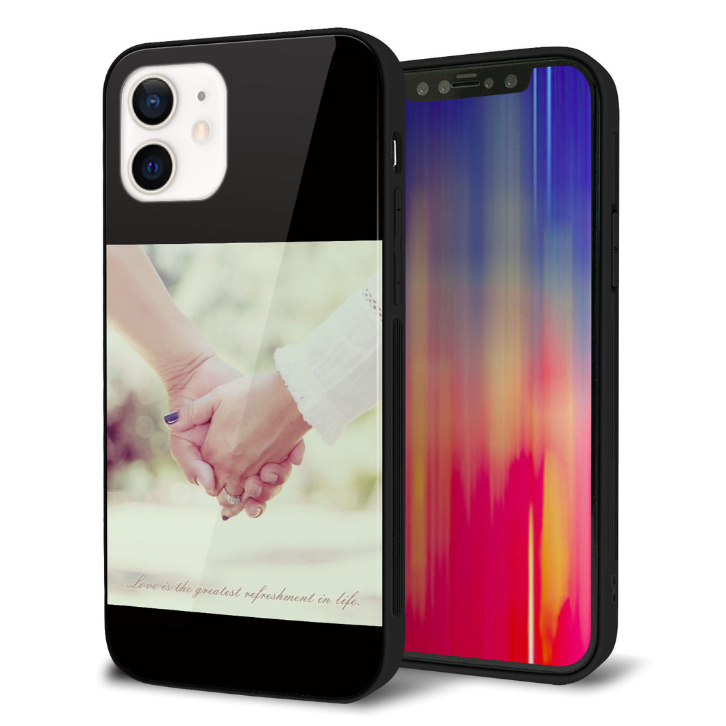 iPhone 12 強化ガラス＆TPUスマホケース ガラプリ【KM875 カップル】