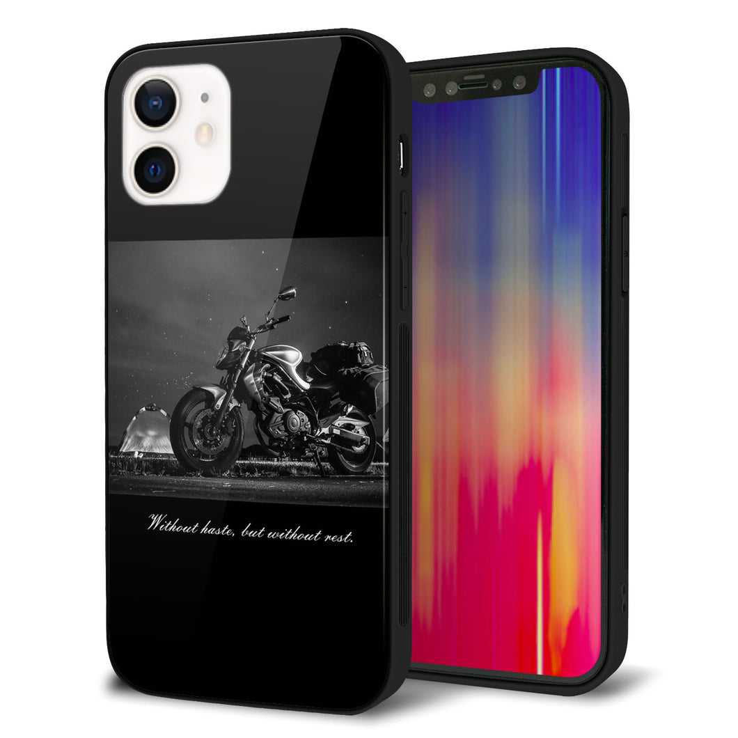 iPhone 12 強化ガラス＆TPUスマホケース ガラプリ【KM879 バイク】