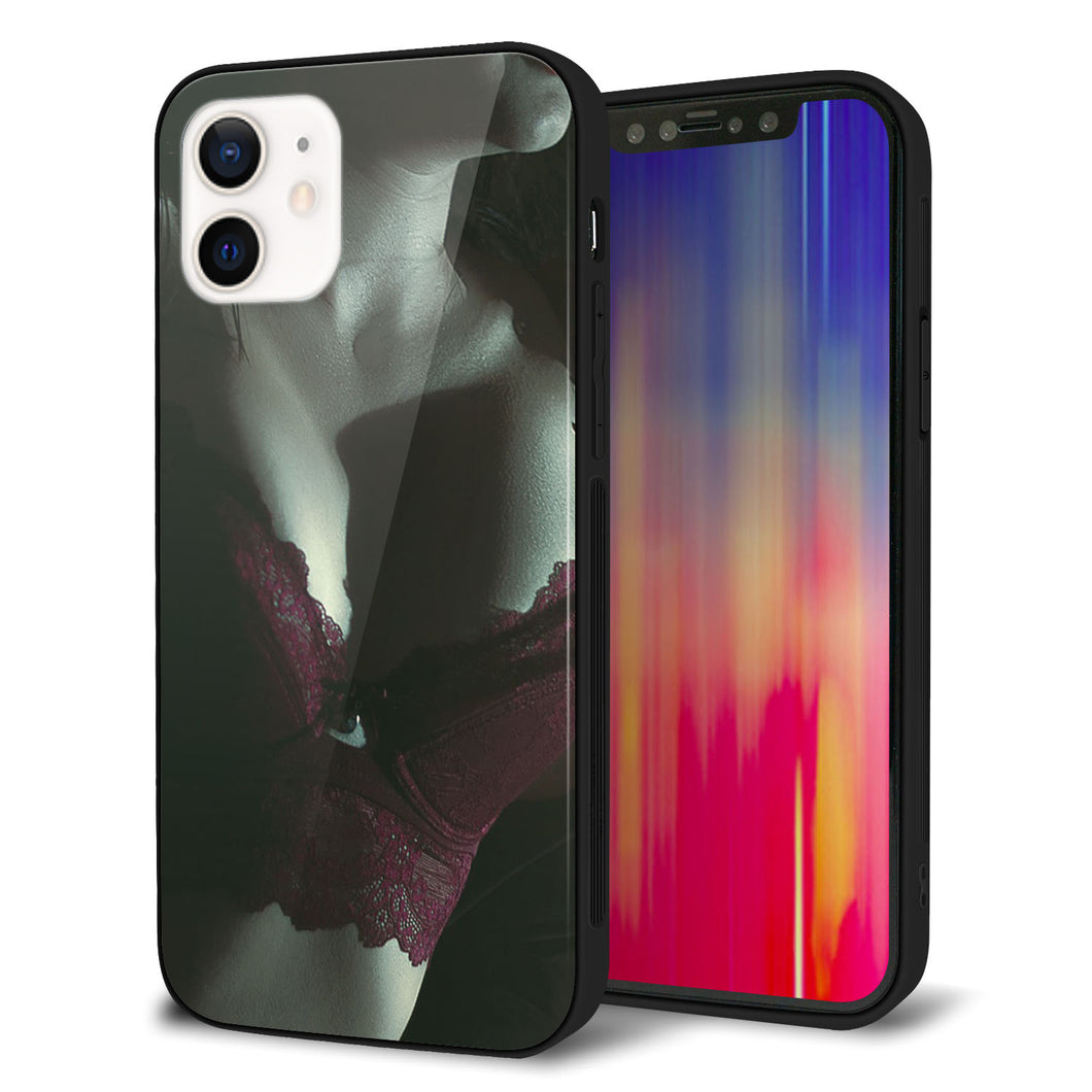 iPhone 12 強化ガラス＆TPUスマホケース ガラプリ【KM887 ランジェリー】