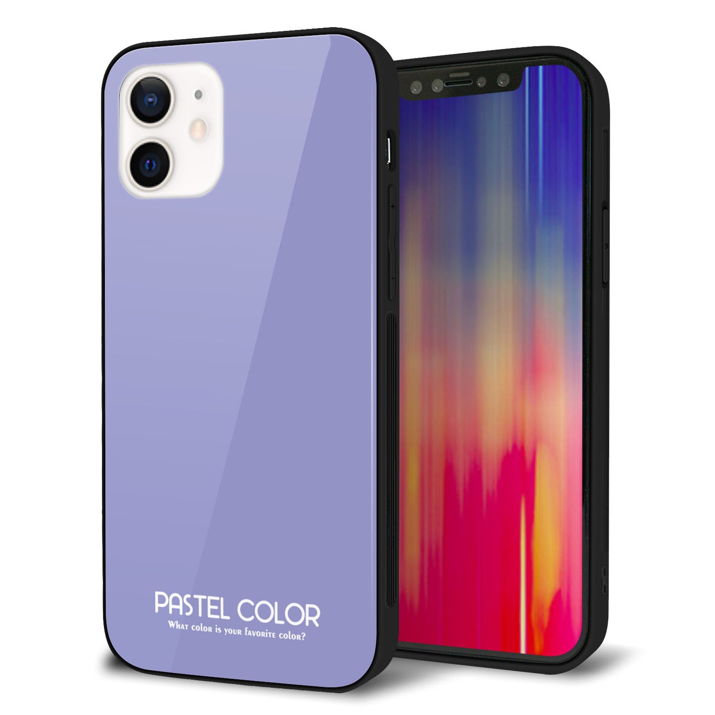 iPhone 12 強化ガラス＆TPUスマホケース ガラプリ【KM900 パステルカラー(パステルブルー)】
