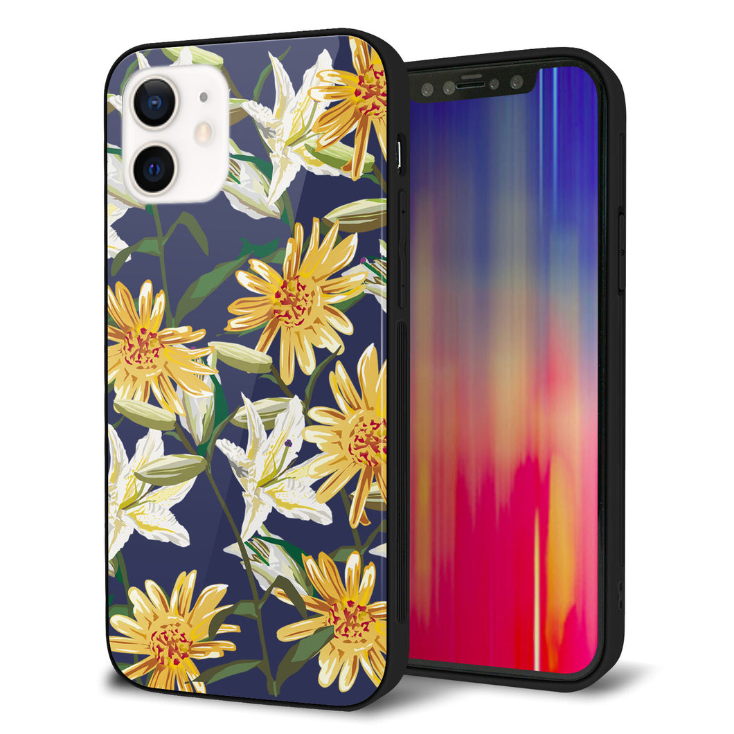 iPhone 12 強化ガラス＆TPUスマホケース ガラプリ【SC893 ボタニカル デイジー＆リリー】