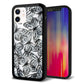 iPhone 12 強化ガラス＆TPUスマホケース ガラプリ【SC905 ガーデンバタフライ ブラック】