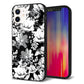 iPhone 12 強化ガラス＆TPUスマホケース ガラプリ【SC913 花柄モノトーン 02】