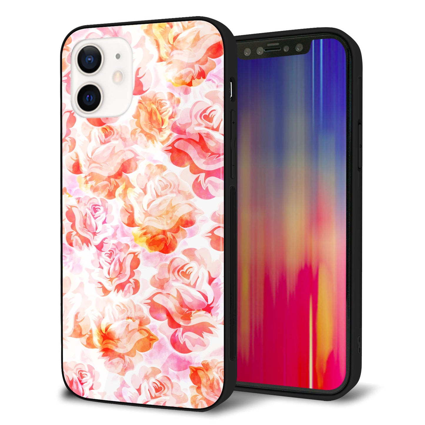 iPhone 12 強化ガラス＆TPUスマホケース ガラプリ【SC930 ローズ レッド】
