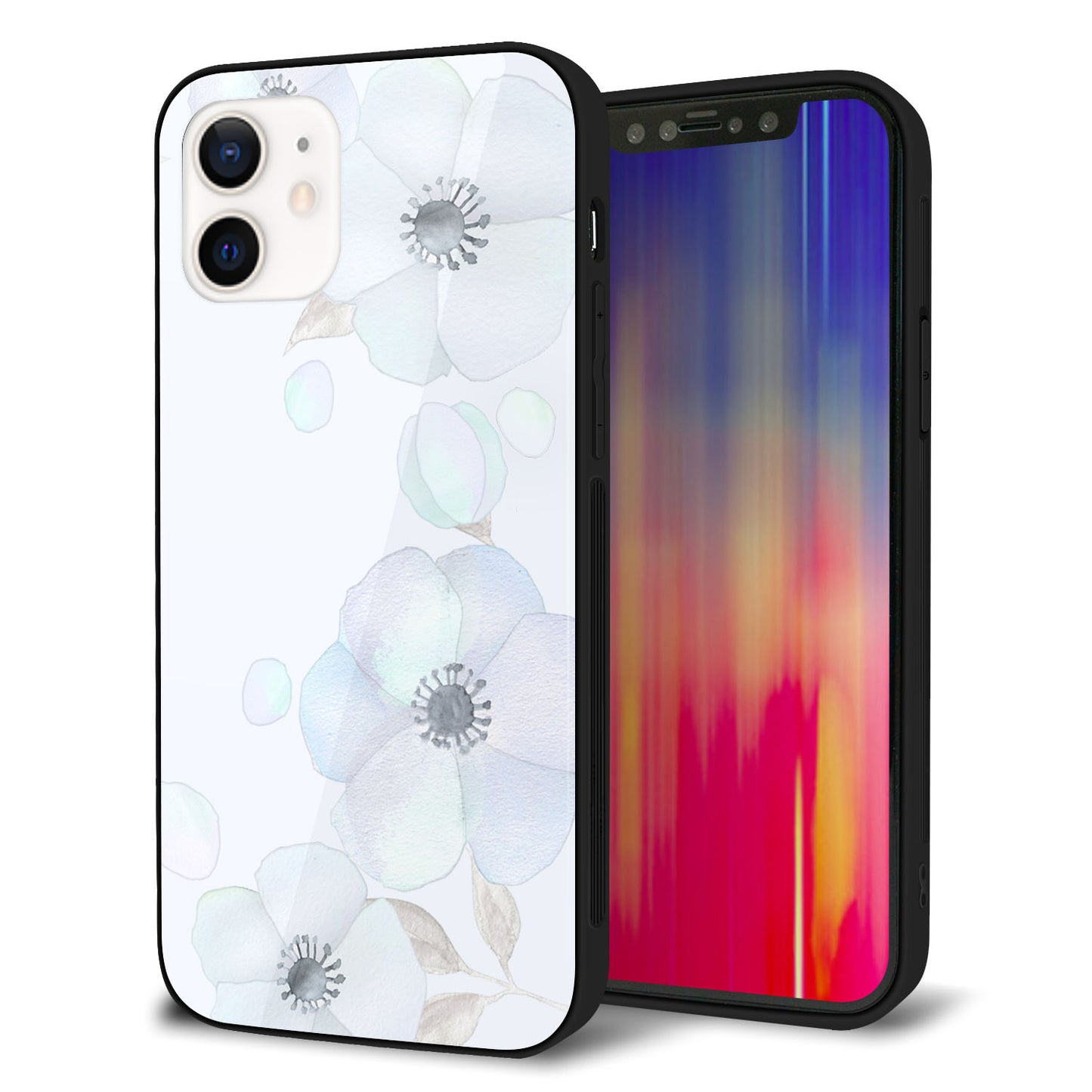 iPhone 12 強化ガラス＆TPUスマホケース ガラプリ【SC951 ドゥ・フルール（エンジェルブルー）】