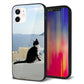 iPhone 12 強化ガラス＆TPUスマホケース ガラプリ【VA805 ネコと地中海】