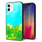 iPhone 12 強化ガラス＆TPUスマホケース ガラプリ【VA820 四葉のクローバー畑】
