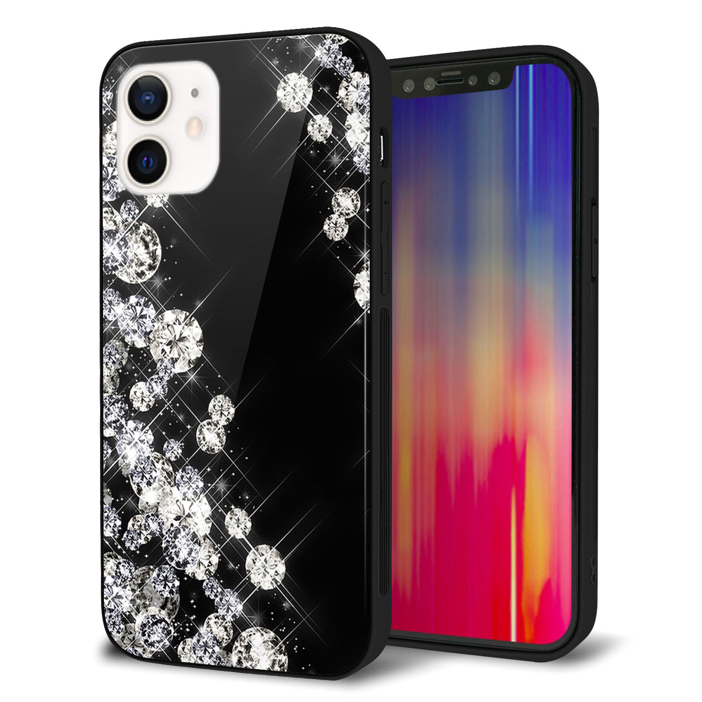iPhone 12 強化ガラス＆TPUスマホケース ガラプリ【VA871 ダイヤモンドフレーム】
