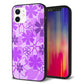 iPhone 12 強化ガラス＆TPUスマホケース ガラプリ【VA960 重なり合う花 パープル】