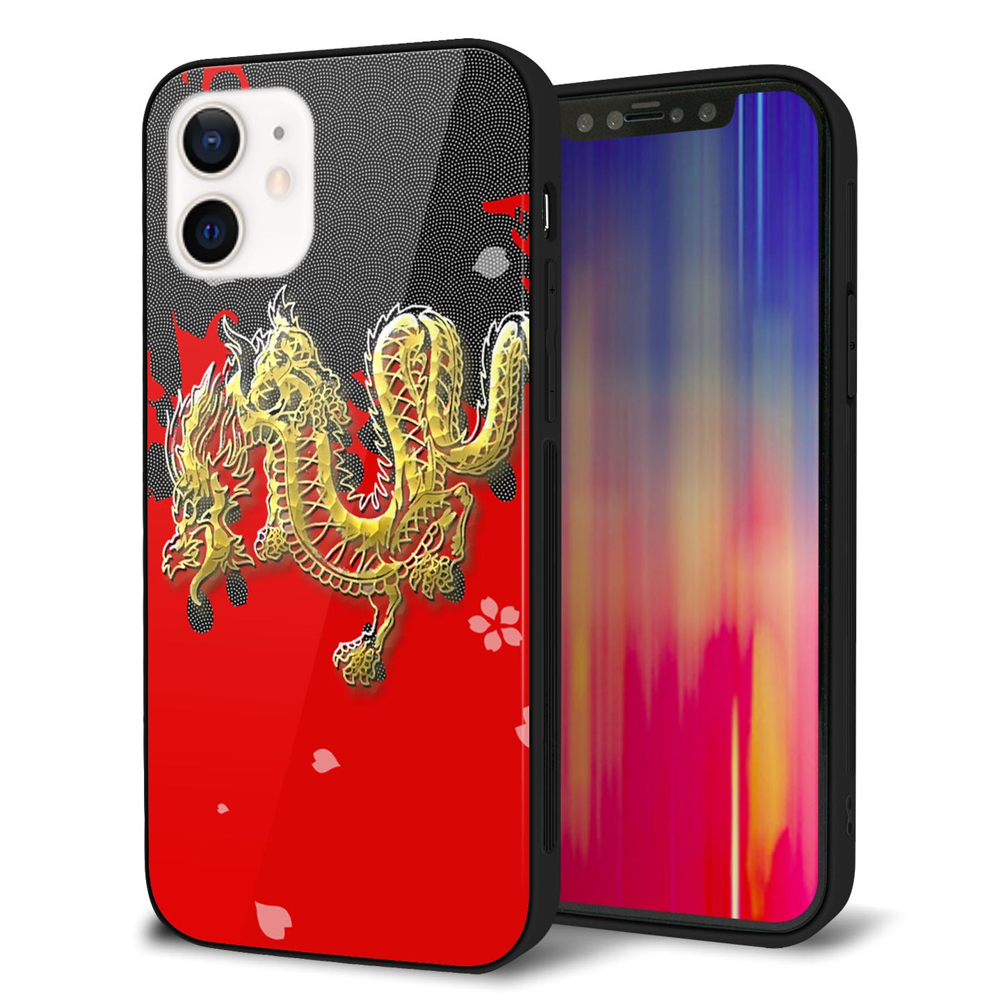 iPhone 12 強化ガラス＆TPUスマホケース ガラプリ【YC901 和竜02】