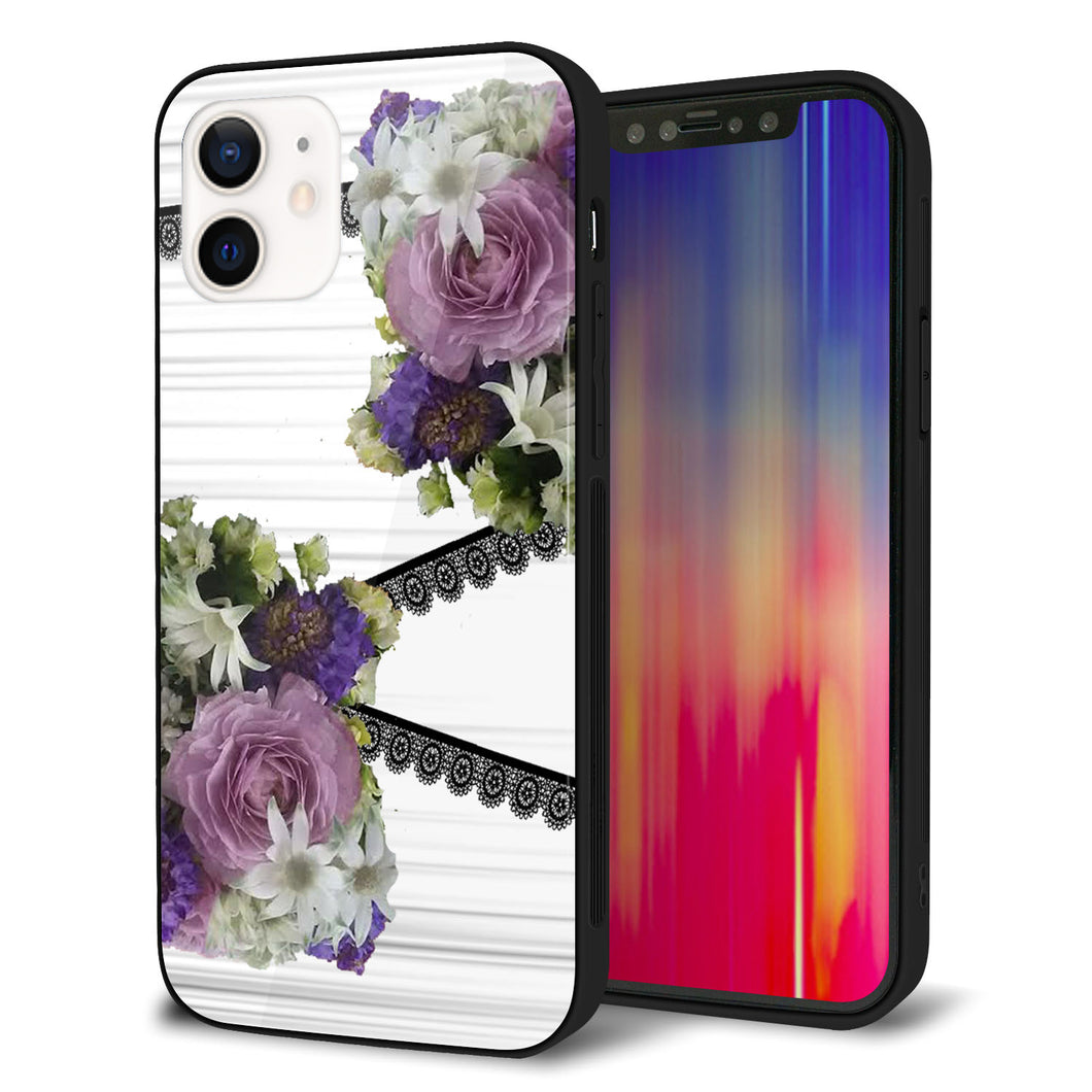 iPhone 12 強化ガラス＆TPUスマホケース ガラプリ【YI888 フラワー９】