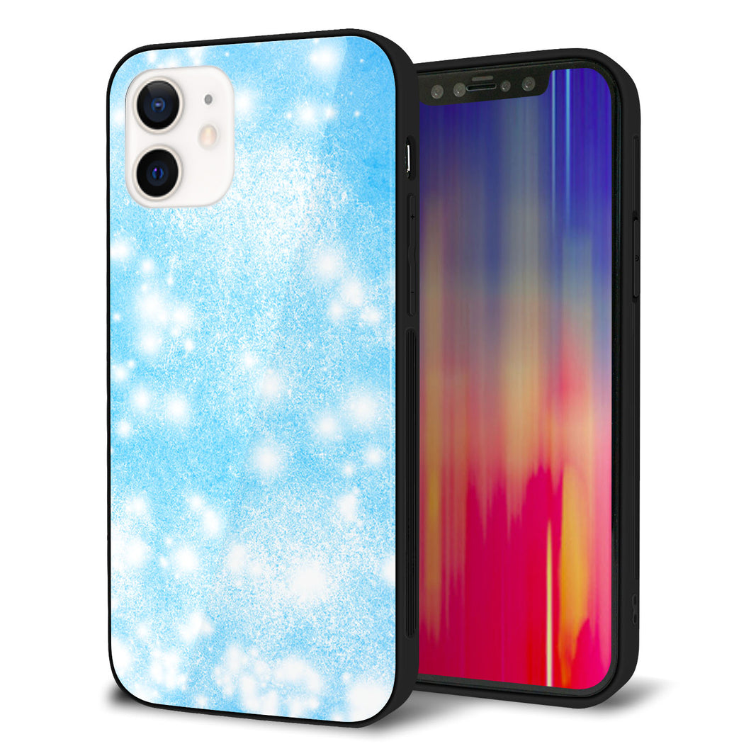 iPhone 12 強化ガラス＆TPUスマホケース ガラプリ【YJ289 デザインブルー】