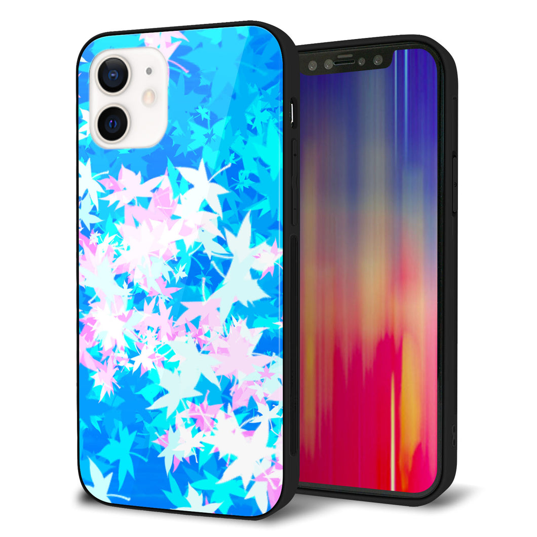 iPhone 12 強化ガラス＆TPUスマホケース ガラプリ【YJ290 デザインもみじ】