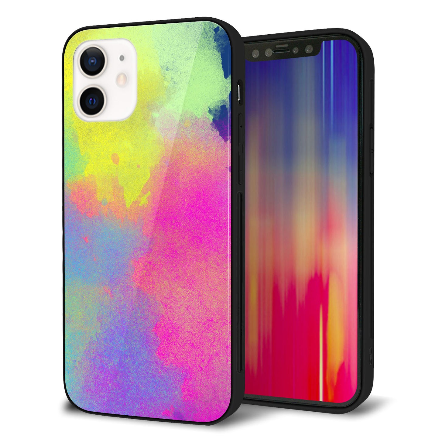 iPhone 12 強化ガラス＆TPUスマホケース ガラプリ【YJ294 デザイン色彩】