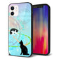 iPhone 12 強化ガラス＆TPUスマホケース ガラプリ【YJ329 魔法陣猫 キラキラ パステル】