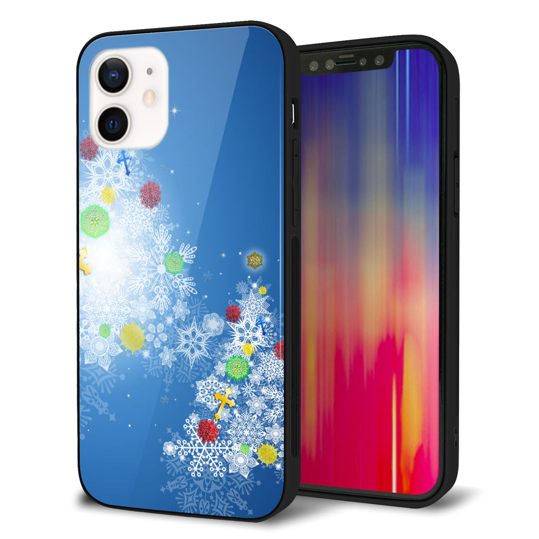 iPhone 12 強化ガラス＆TPUスマホケース ガラプリ【YJ347 クリスマスツリー】