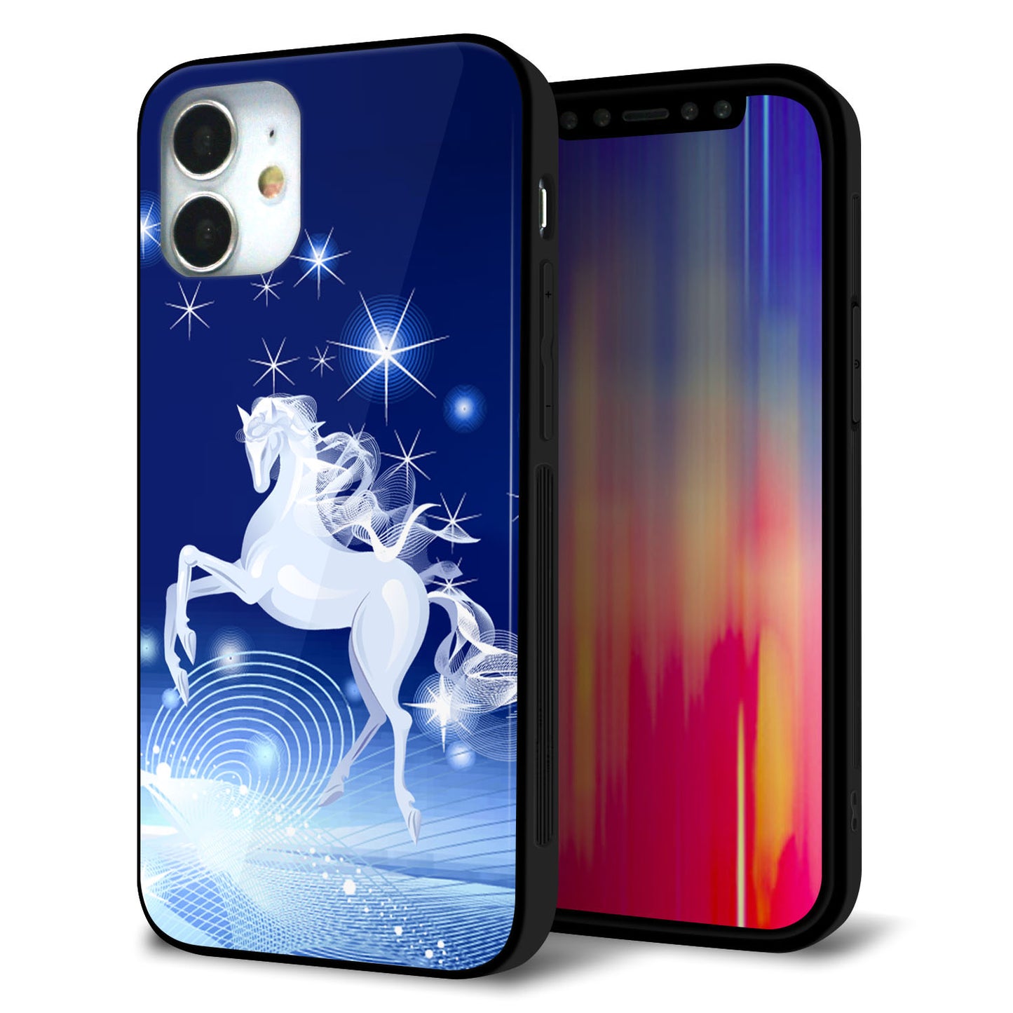 iPhone 12 mini 強化ガラス＆TPUスマホケース ガラプリ【436 ペガサス】